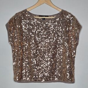 Gold Sequin Top Sleeveless Medium